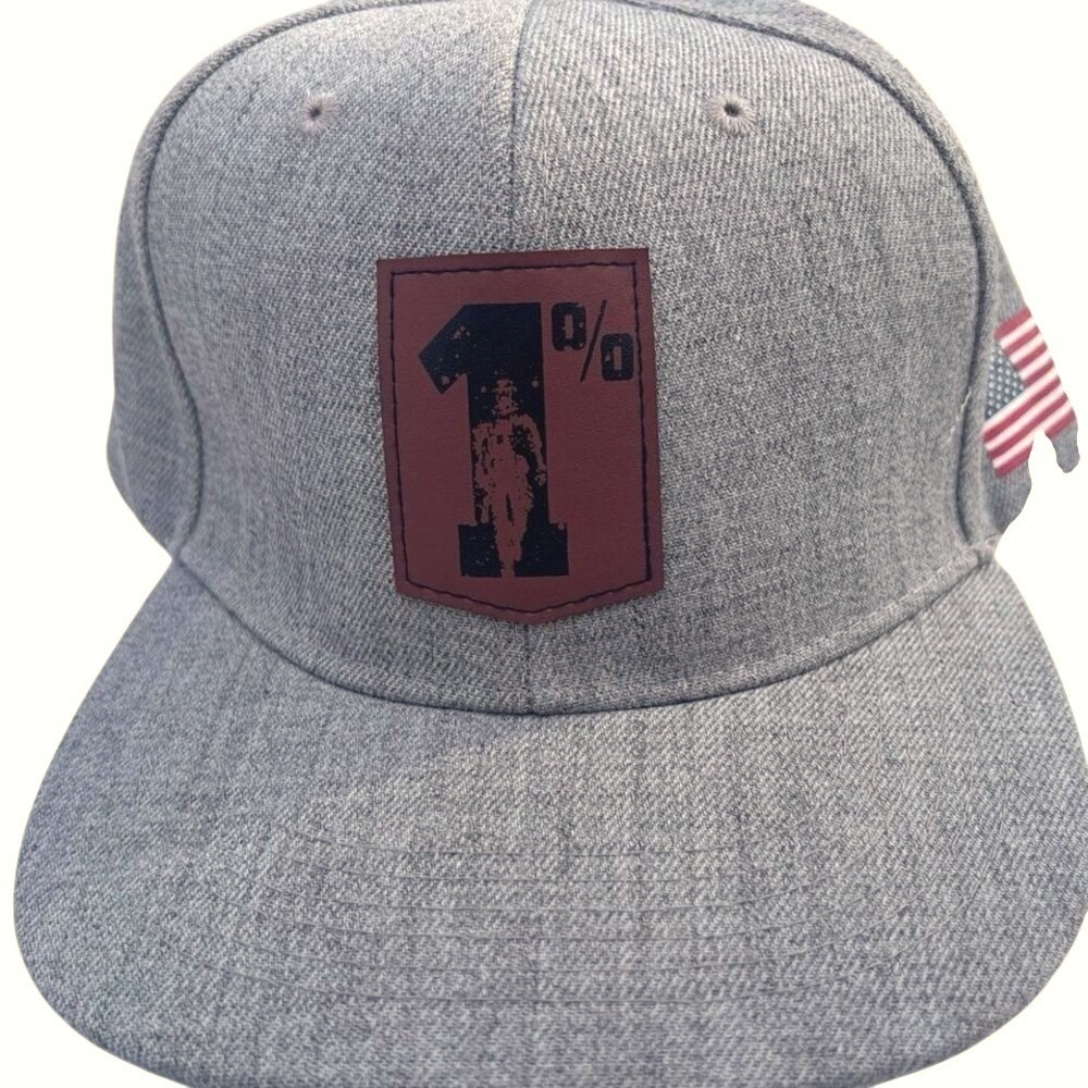 Army Performance Snapback Hat Mens OSFA Grey Excellent 1%‎ Patch American Flag